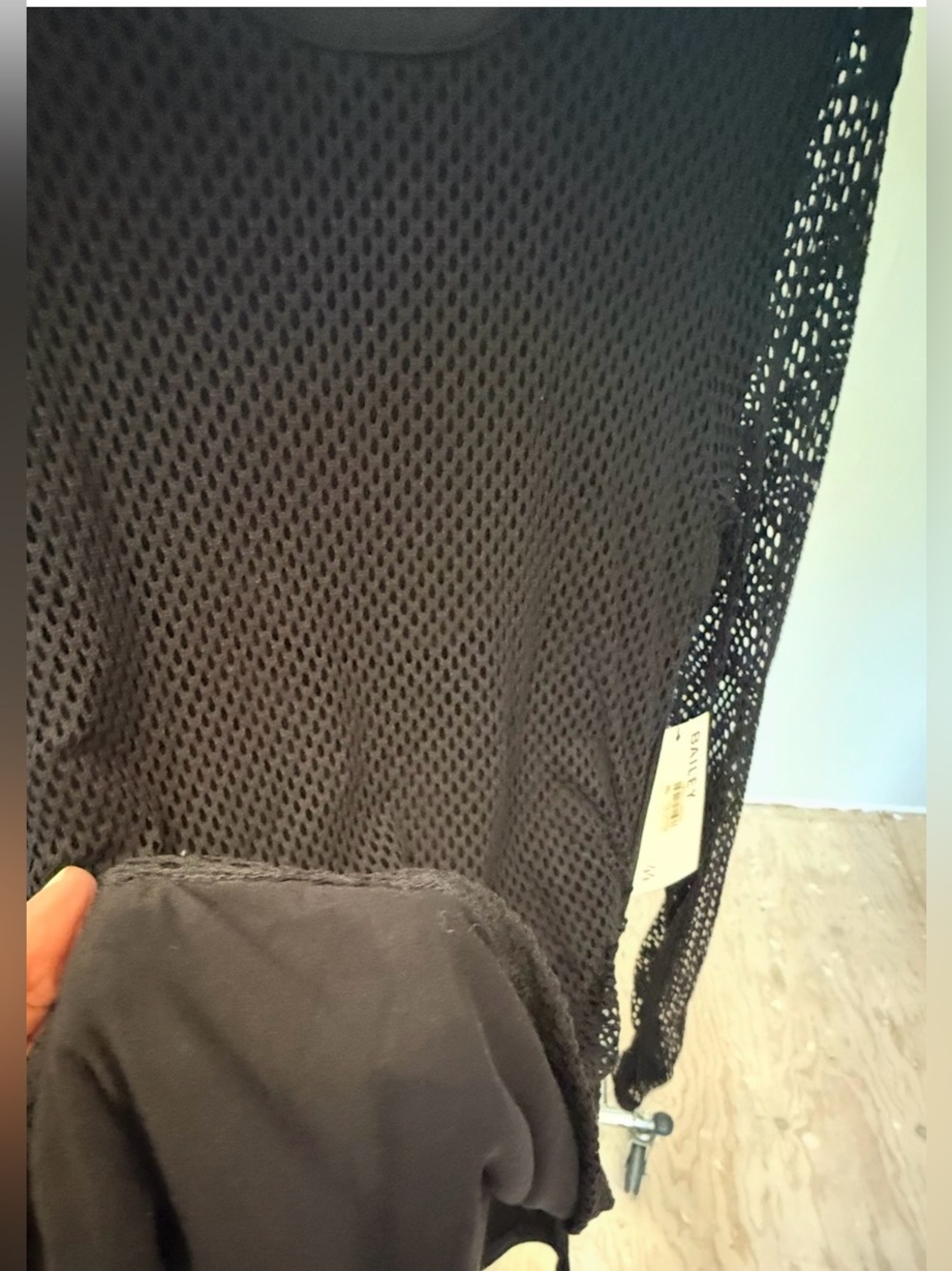 Bailey 44 Black Mesh Long Sleeve Crew Top - Picture 9 of 12